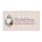 Paarse  Franse Tea Party Etiket (Voorkant)