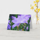 Paarse Freesia and Dew Drop Art Note Kaart (Gele Bloem)