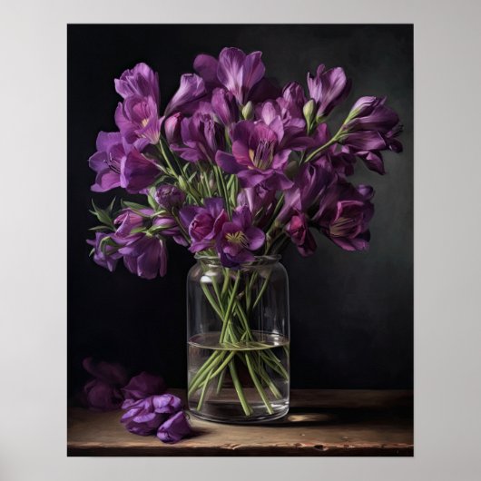 Paarse Freesia Bloemen Art Print Poster (Voorkant)