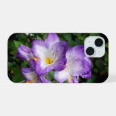 Paarse Freesia Bloemen iPhone 15 Case (Achterkant horizontaal)