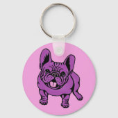 Paarse Frenchie Sleutelhanger (Voorkant)