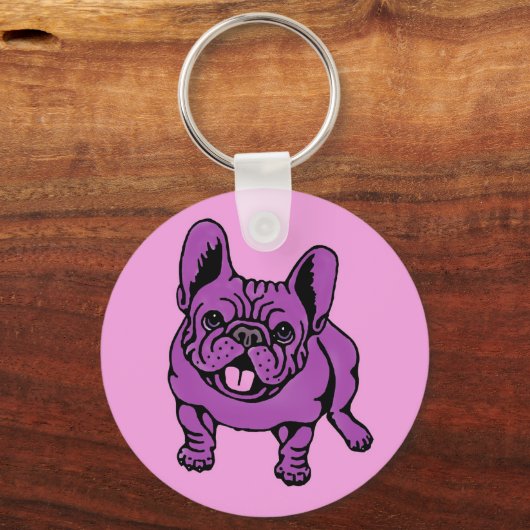 Paarse Frenchie Sleutelhanger (Voorkant)