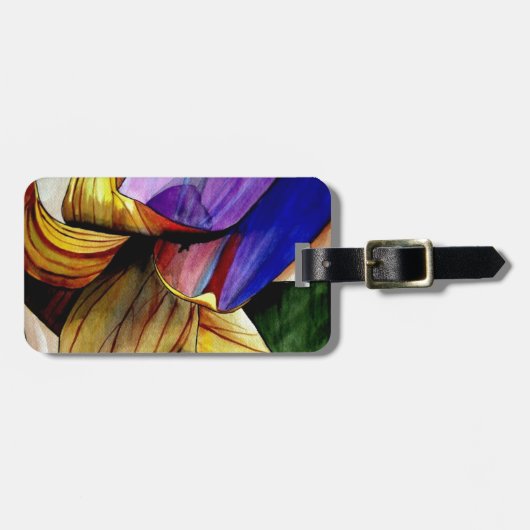 Paarse Fritillary flower original art waterverf Bagagelabel (Voorkant horizontaal)