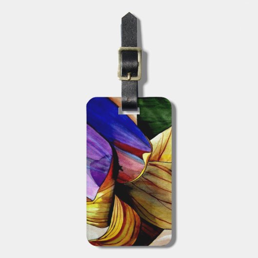 Paarse Fritillary flower original art waterverf Bagagelabel (Voorkant verticaal)