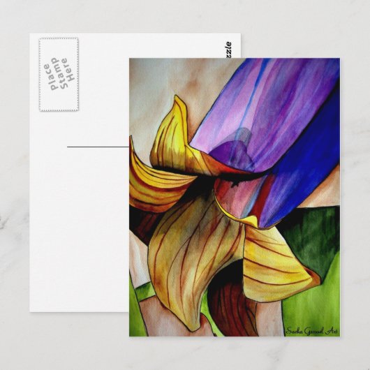 Paarse Fritillary flower original art waterverf Briefkaart (Voorkant / Achterkant)