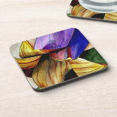 Paarse Fritillary flower original art waterverf Drankjes Onderzetter (Linkerzijde)