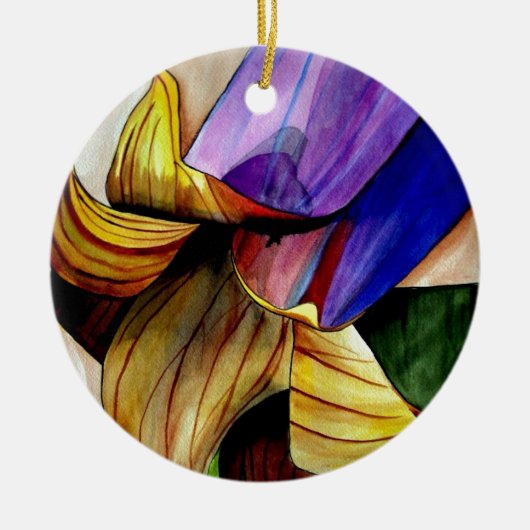 Paarse Fritillary flower original art waterverf Keramisch Ornament (Voorkant)