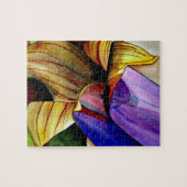 Paarse Fritillary flower original art waterverf Legpuzzel (Horizontaal)