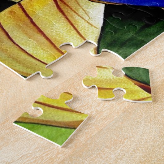 Paarse Fritillary flower original art waterverf Legpuzzel (Zijkant)