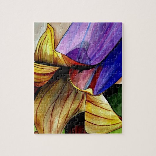 Paarse Fritillary flower original art waterverf Legpuzzel (Verticaal)