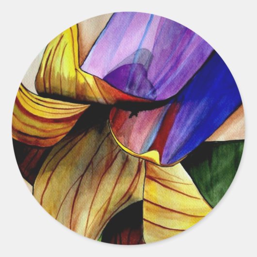 Paarse Fritillary flower original art waterverf Ronde Sticker (Voorkant)