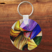 Paarse Fritillary flower original art waterverf Sleutelhanger (Voorkant)