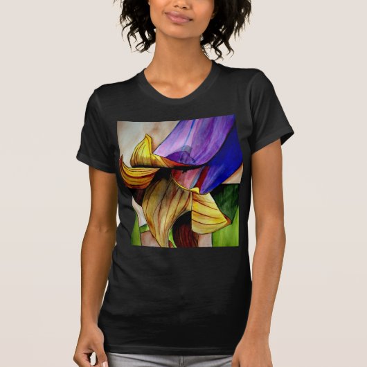 Paarse Fritillary flower original art waterverf T-shirt (Voorkant)