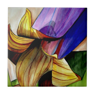 Paarse Fritillary flower original art waterverf Tegeltje