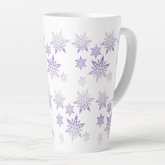 Paarse Frost Snowflakes Latte Mok (Rechterhoek)