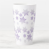 Paarse Frost Snowflakes Latte Mok (Voorkant)