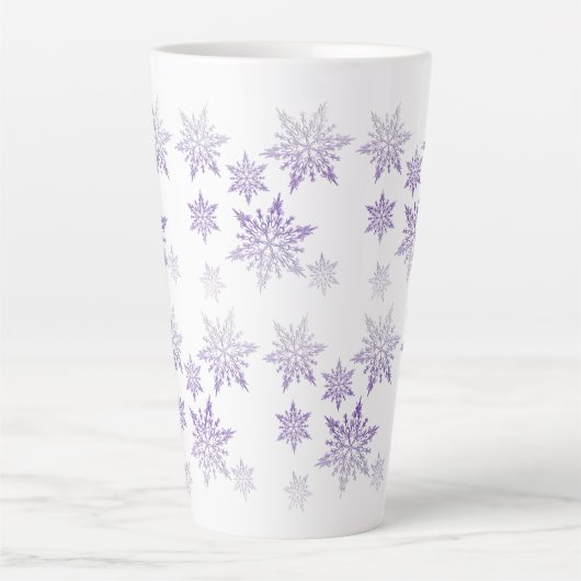 Paarse Frost Snowflakes Latte Mok (Voorkant)
