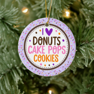 Paarse Frosted Sprinkles I Love Donuts Cake Pop Keramisch Ornament