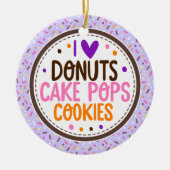 Paarse Frosted Sprinkles I Love Donuts Cake Pop Keramisch Ornament (Voorkant)
