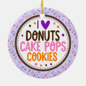 Paarse Frosted Sprinkles I Love Donuts Cake Pop Keramisch Ornament (Achterkant)