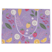"Paarse Fruit en Bladpatroon Gift Bag" Groot Cadeauzakje (Achterkant)