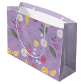 "Paarse Fruit en Bladpatroon Gift Bag" Groot Cadeauzakje (Achterkant Gekanteld)