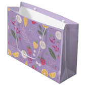 "Paarse Fruit en Bladpatroon Gift Bag" Groot Cadeauzakje (Voorkant Gekanteld)