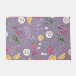 "Paarse Fruit- en Bloempatroon Deurmat" Deurmat