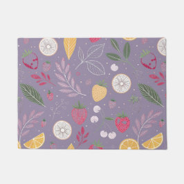 "Paarse Fruit- en Bloempatroon Deurmat" Deurmat