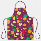 Paarse Fruit Stippen Patroon Fruity Schattig Opgew Schort (Voorkant)