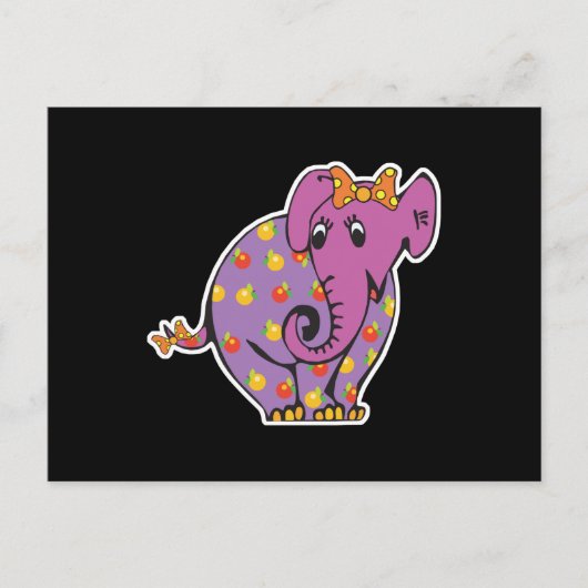 paarse fruitige olifant briefkaart (Voorkant)