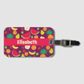 Paarse Fruitpatroon Mooie Leuke Gepersonaliseerde Bagagelabel (Voorkant (horizontaal))