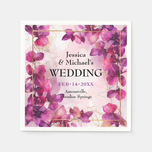 Paarse Fuchsia Betovering: Waterverf Servet (Voorkant)