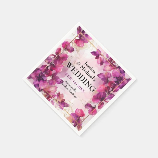 Paarse Fuchsia Betovering: Waterverf Servet (Hoek)