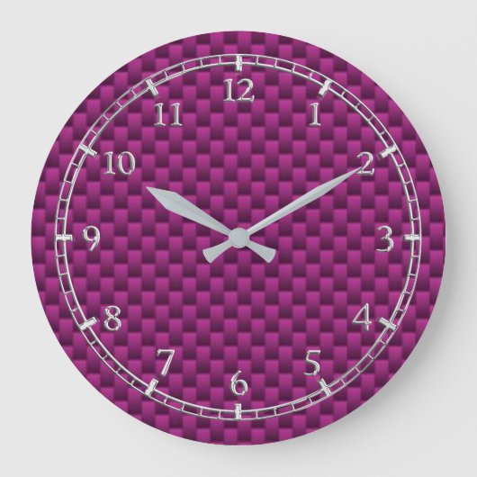 Paarse Fuchsia Carbon Fiber Dial Grote Klok (Voorkant)