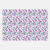 Paarse Fuchsia Flowers gecoördineerd Inpakpapier Vel (Voorkant)