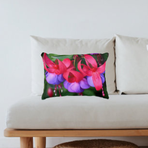Paarse Fuchsia Flowers met roze Sepals Floral Accent Kussen