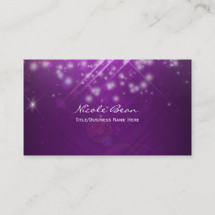 Paarse Fuchsia Glamour Zakelijke Kaart met Glitter Visitekaartje