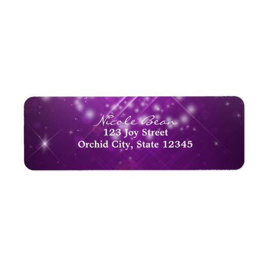 Paarse Fuchsia Glitter Club Feest Adres Labels (Voorkant)
