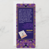 Paarse Fuchsia Gouden  Kant Boek Lancering Kaart (Achterkant)