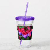Paarse Fuchsia met roze Sepals Floral Acryl Drinkbeker (Achterkant)