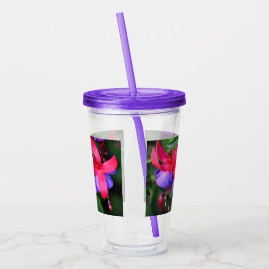 Paarse Fuchsia met roze Sepals Floral Acryl Drinkbeker (Links)