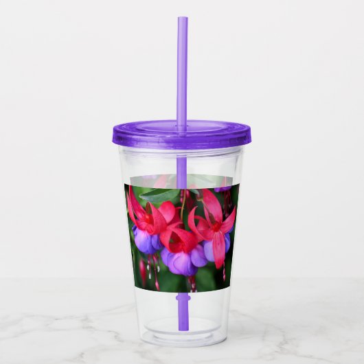 Paarse Fuchsia met roze Sepals Floral Acryl Drinkbeker (Voorkant)