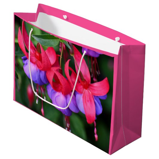 Paarse Fuchsia met roze Sepals Floral Groot Cadeauzakje (Voorkant Gekanteld)