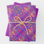 Paarse, Fuchsia, Oranje & Gele Draaipatroon Inpakpapier Vel (In situ)