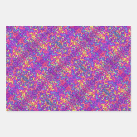 Paarse, Fuchsia, Oranje & Gele Draaipatroon Inpakpapier Vel (Voorkant)