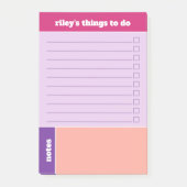 Paarse fuchsia perzik dingen om te doen & notities post-it® notes (Voorkant)