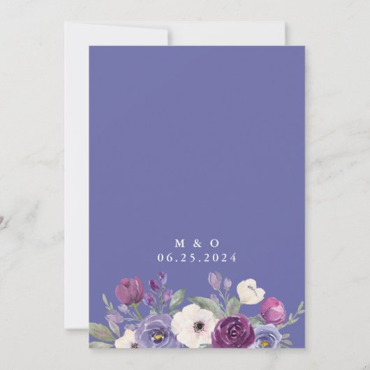 Paarse Fuchsia Waterverf Floral Save the Date Kaart (Achterkant)