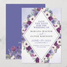 Paarse Fuchsia Waterverf Floral Save the Date