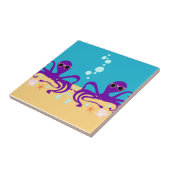 Paarse Fun Groovy Octopus Cartoon Art Tegeltje (Zijkant)